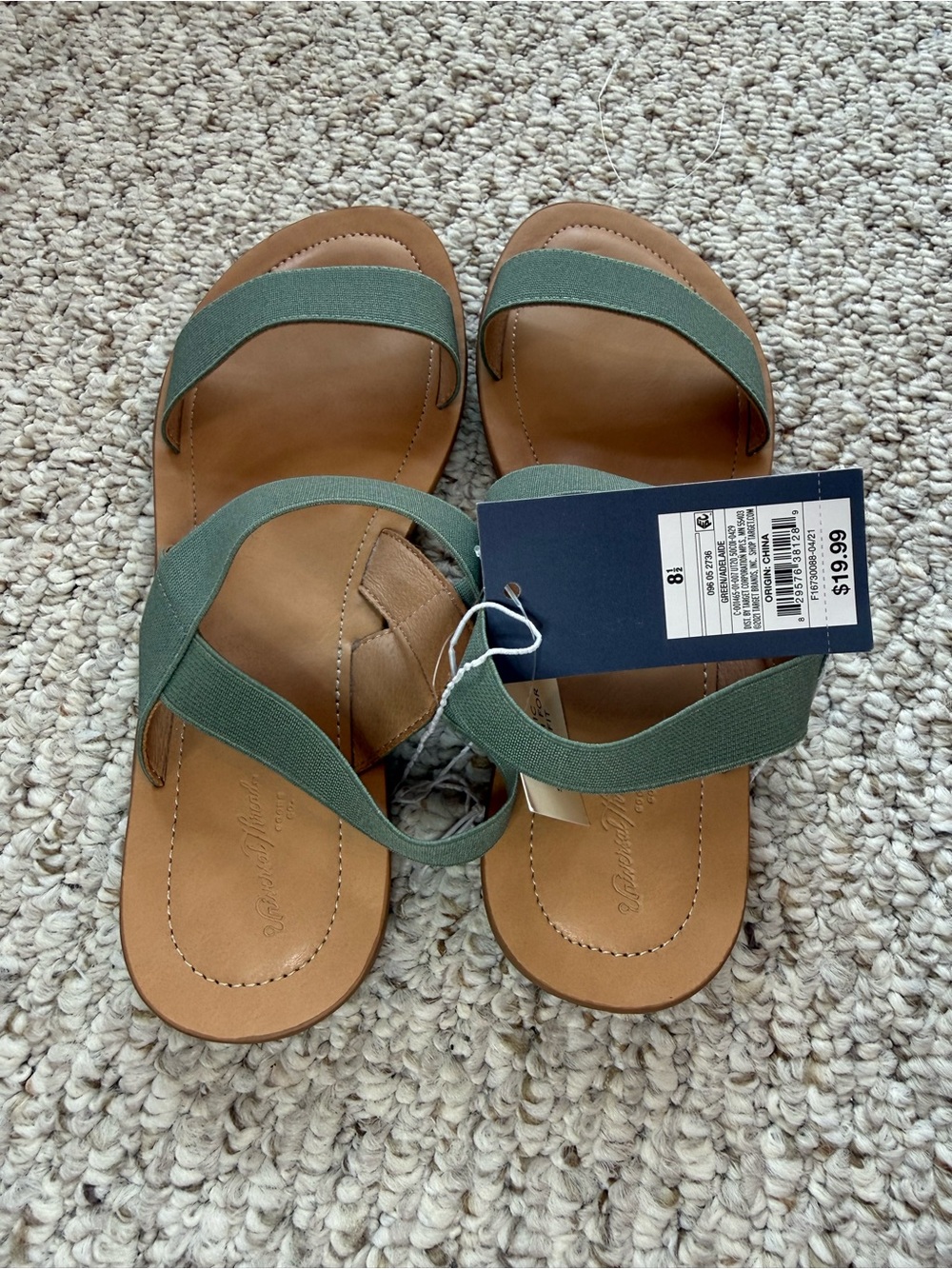 NWT Universal Thread Green Elastic Strap Sandals Size 8.5 - Picture 2 of 4